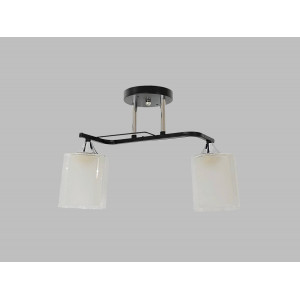 Люстра стельова класична на 2 плафони метал та скло VALESO 2433B/2 Чорний+Хром