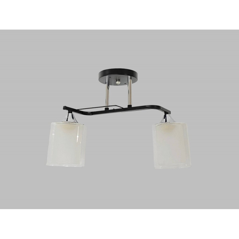 Люстра стельова класична на 2 плафони метал та скло VALESO 2433B/2 Чорний+Хром