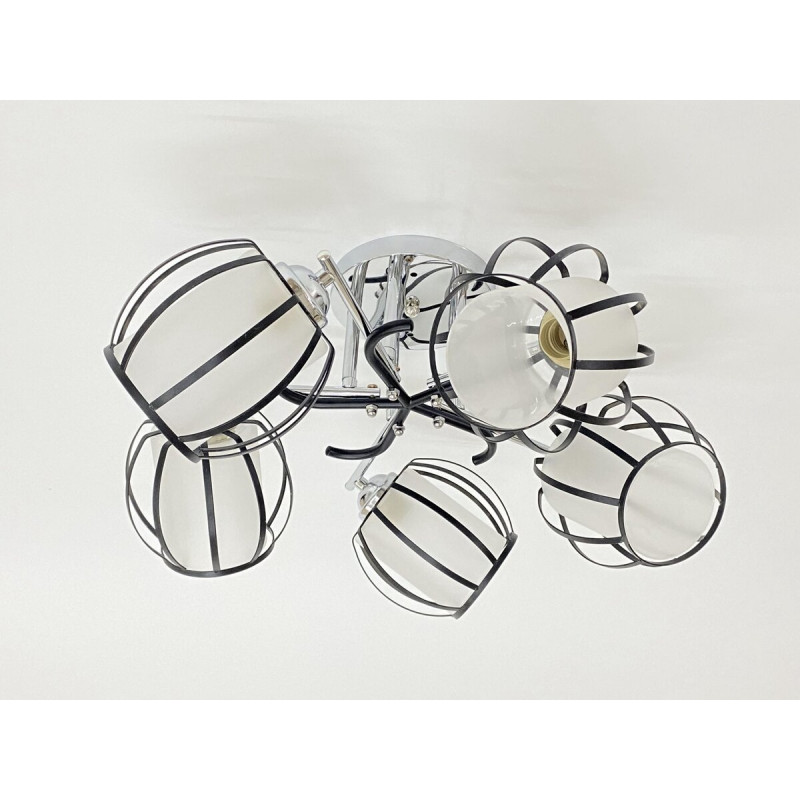 Стельова люстра на 5 плафонів 91195/5 хром+чорний