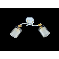 Люстра стельова класична на 2 плафони метал та скло VALESO 2435C/2 Білий+Золото