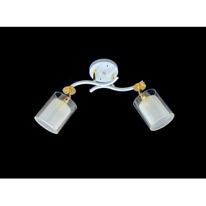 Люстра стельова класична на 2 плафони метал та скло VALESO 2435C/2 Білий+Золото