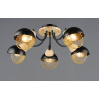 Люстра стельова на 5 плафонів N6656/5 Чорний+Дерево