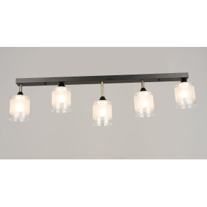 Люстра стельова на 5 плафонів VALESO K2345/5, патрон E27, лінійна, Чорний+Бронза