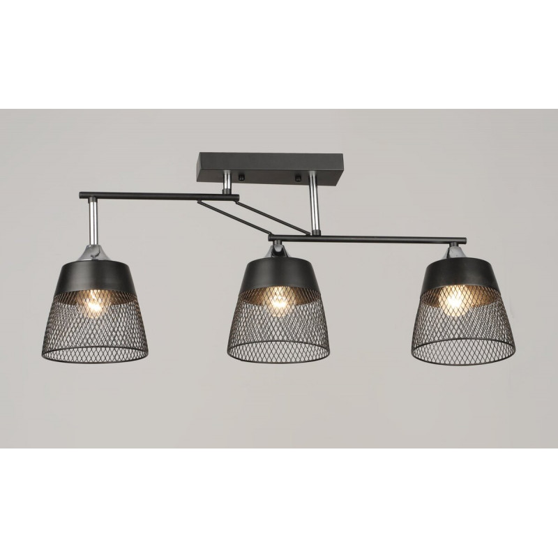 Люстра стельова VALESO K2324/3 на 3 плафони E27, Чорний+Хром, Метал