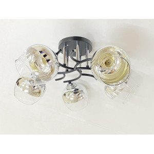 Стельова Люстра на 5 плафонів VALESO 6978A/5 (Чорний+Хром)