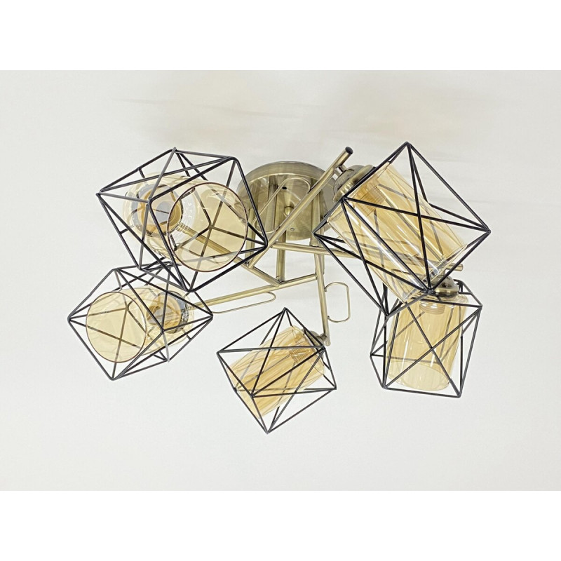 Люстра на п'ять плафонів 91207/5 бронза+чорний