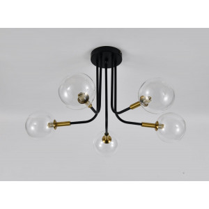 Підвісна люстра 9721-5 5x9W Чорний+Мідь