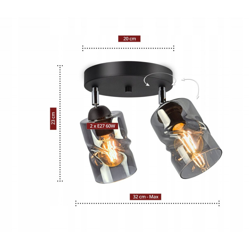 Люстра декоративна Sirius S4944-2 BK+SM з поворотнім механізмом