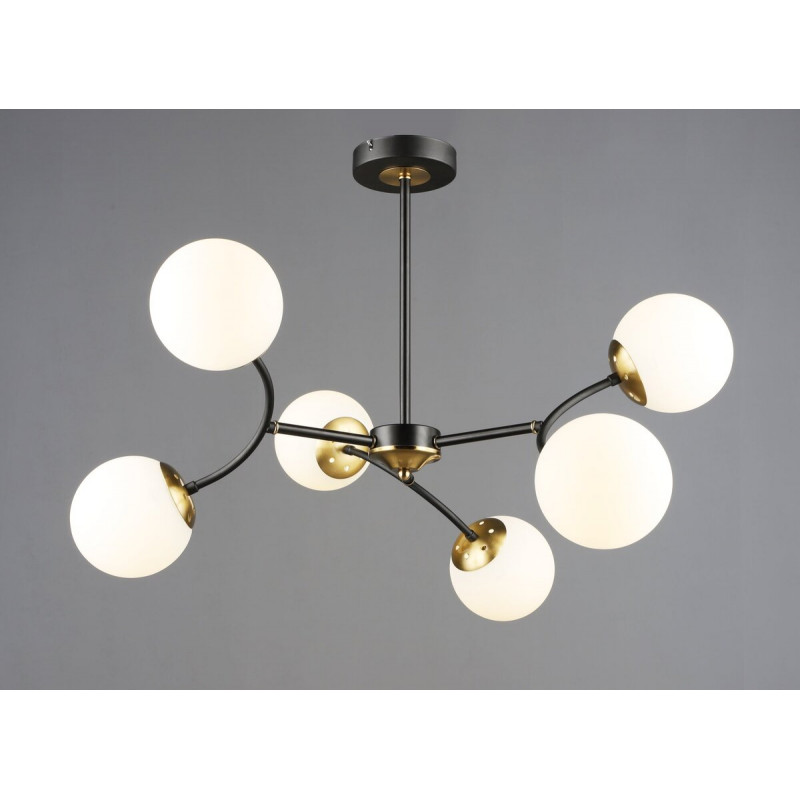 Люстра молекула B N6612/6 Чорний+Мідь