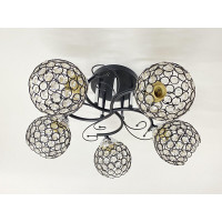Люстра стельова на 5 плафонів 2348C/5 Чорний+Хром
