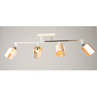 Люстра стельова VALESO K2322/4 на 4 плафони E27, Білий+Золото, Метал/Скло