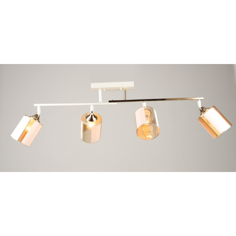 Люстра стельова VALESO K2322/4 на 4 плафони E27, Білий+Золото, Метал/Скло