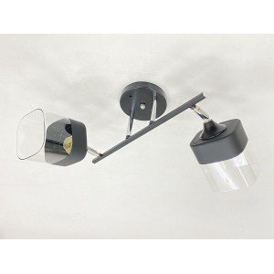 Стельова Люстра на 2 плафони VALESO 91134/2 (Чорний+Хром)