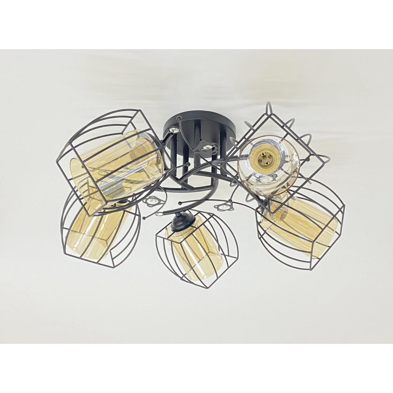 Стельова люстра на 5 плафонів 91187C/5 чорна