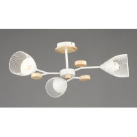 Люстра стельова на 3 плафони VALESO N6779/3 E27 Білий + Дерево N6779/3