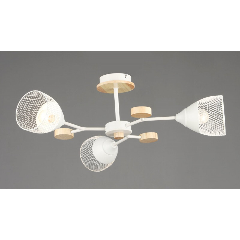 Люстра стельова на 3 плафони VALESO N6779/3 E27 Білий + Дерево N6779/3