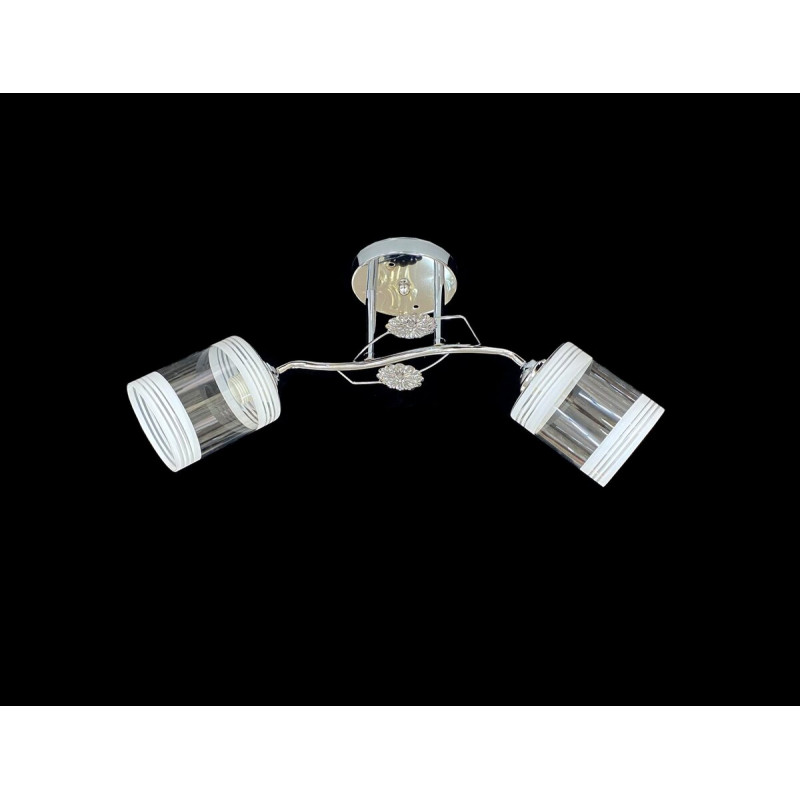 Люстра стельова на 2 плафони VALESO 2408B/2 для спальні вітальні коридору метал скло Хром