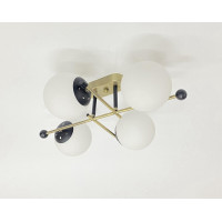 Люстра потолочная Ю 91192/4 AB+BK 4 плафона черная/бронза