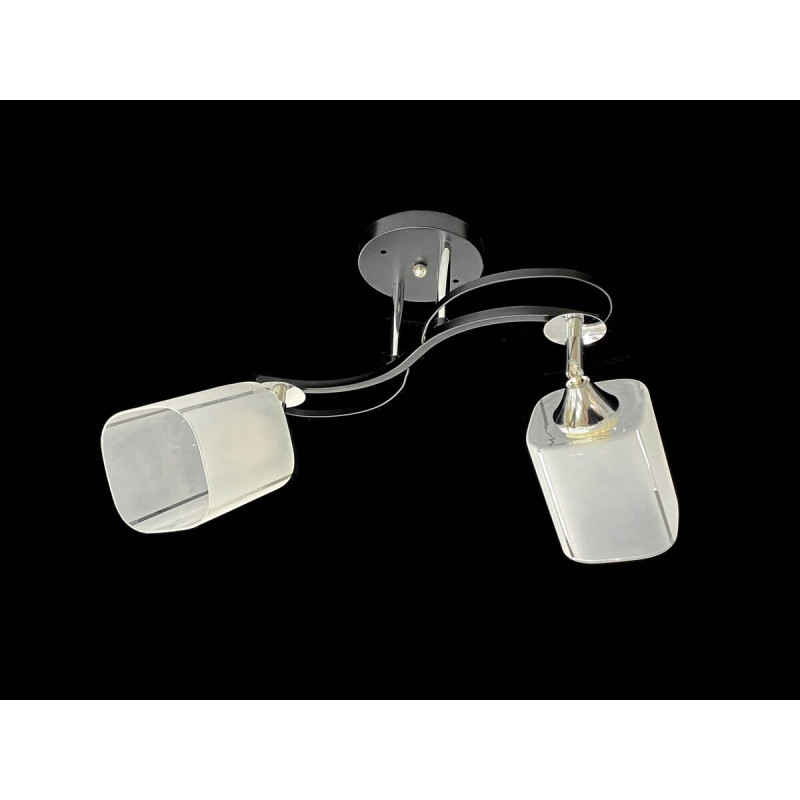 Люстра стельова класична на 2 плафони метал та скло VALESO 2438D/2 Чорний+Хром