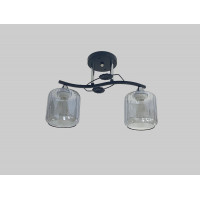 Люстра стельова на 2 плафони VALESO 2406B/2 для невеликої кімнати та коридору Чорний+Хром 2406B/2