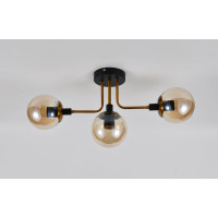 Люстра стельова на 3 плафони VALESO DX2102-3, патрон E27, Чорний+Золото