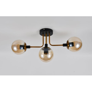 Люстра стельова на 3 плафони VALESO DX2102-3, патрон E27, Чорний+Золото