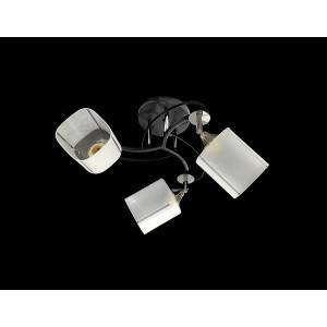 Люстра стельова класична на 3 плафони метал та скло VALESO 2438D/3 Чорний+Хром