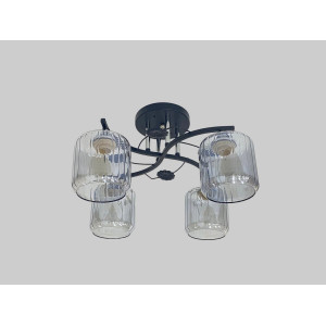 Люстра стельова на 4 плафони VALESO 2406B/4 для вітальні та спальні Чорний+Хром 2406B/4