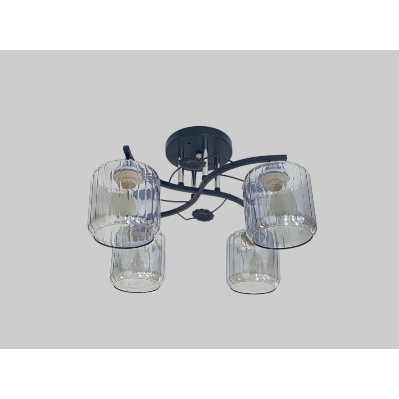 Люстра стельова на 4 плафони VALESO 2406B/4 для вітальні та спальні Чорний+Хром 2406B/4