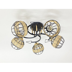 Стельова люстра на 5 плафонів 91179A/5 чорний+хром