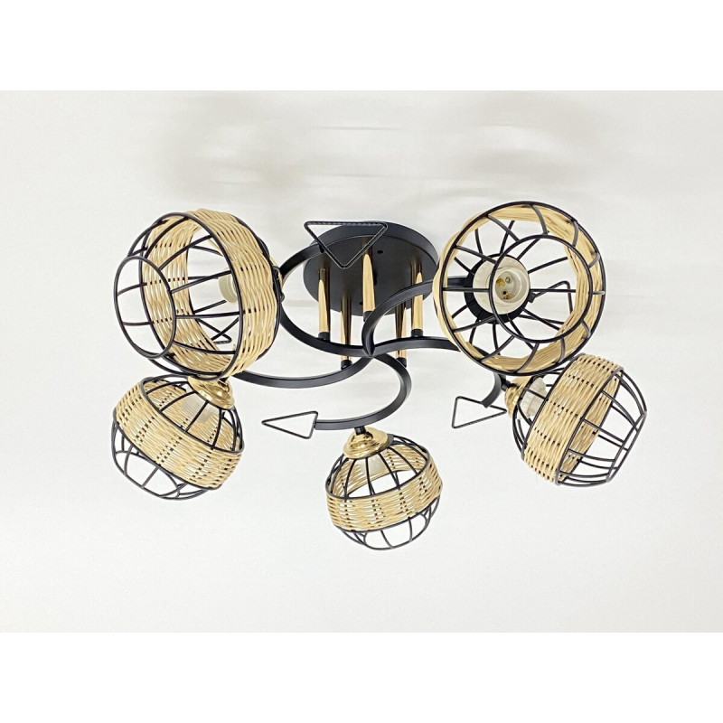 Стельова люстра на 5 плафонів 91179A/5 чорний+хром