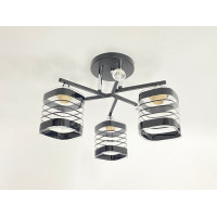 Люстра стельова класична на 3 плафони метал та скло VALESO 2429B/3 Чорний+Хром