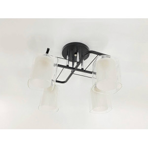 Люстра стельова класична на 4 плафони метал та скло VALESO 2433B/4 Чорний+Хром