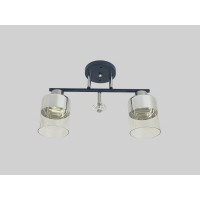 Люстра стельова на 2 плафони VALESO 2426B/2 для кухні, передпокою та невеликої спальні чорна з хромом