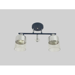 Люстра стельова на 2 плафони VALESO 2426B/2 для кухні, передпокою та невеликої спальні чорна з хромом