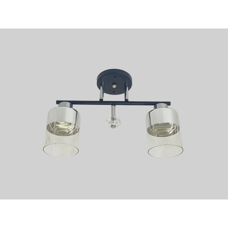 Люстра стельова на 2 плафони VALESO 2426B/2 для кухні, передпокою та невеликої спальні чорна з хромом