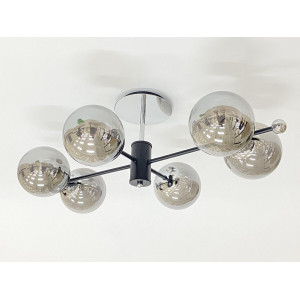 Стельова люстра на 6 плафонів 91191/6 чорний+хром