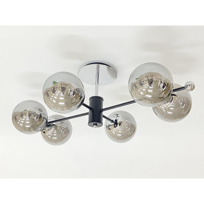 Стельова люстра на 6 плафонів 91191/6 чорний+хром