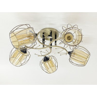 Стельова люстра на 5 плафонів 91186/5 бронза+чорний