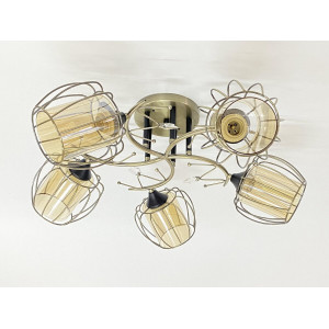 Стельова люстра на 5 плафонів 91186/5 бронза+чорний