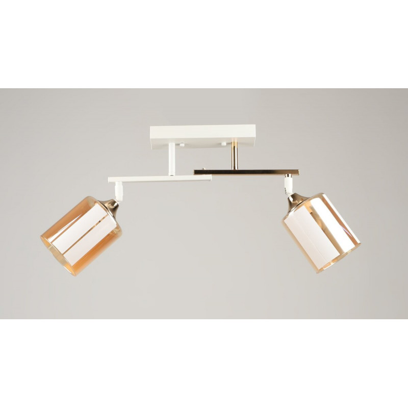 Люстра стельова VALESO K2322/2 на 2 плафони E27, Білий+Золото, Метал/Скло