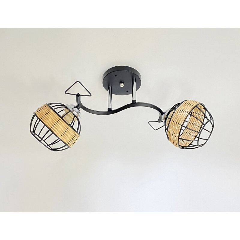 Стельова люстра на 2 плафони 91179A/2 чорний+хром