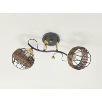 Стельова люстра на 2 плафони 91188A/2 чорний+хром