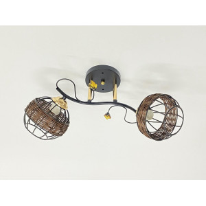 Стельова люстра на 2 плафони 91188A/2 чорний+хром