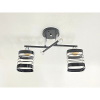 Люстра стельова класична на 2 плафони метал та скло VALESO 2429B/2 Чорний+Хром