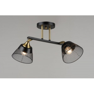 Люстра стельова на 2 плафони VALESO N6823/2, патрон E27, Лофт, Чорний+Мідь