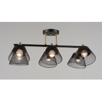 Люстра стельова на 6 плафонів VALESO N6823/6, патрон E27, Лофт, Чорний+Мідь