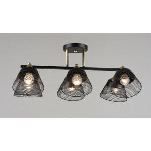 Люстра стельова на 6 плафонів VALESO N6823/6, патрон E27, Лофт, Чорний+Мідь