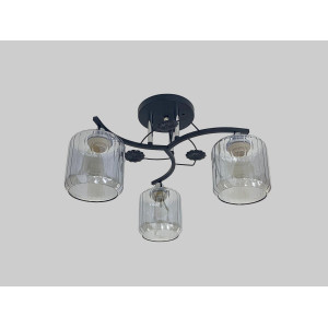 Люстра стельова на 3 плафони VALESO 2406B/3 для спальні та кухні Чорний+Хром 2406B/3