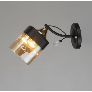 Бра настенное VALESO A3428/1W стеклянный плафон E27 Черный + Золото A3428/1W